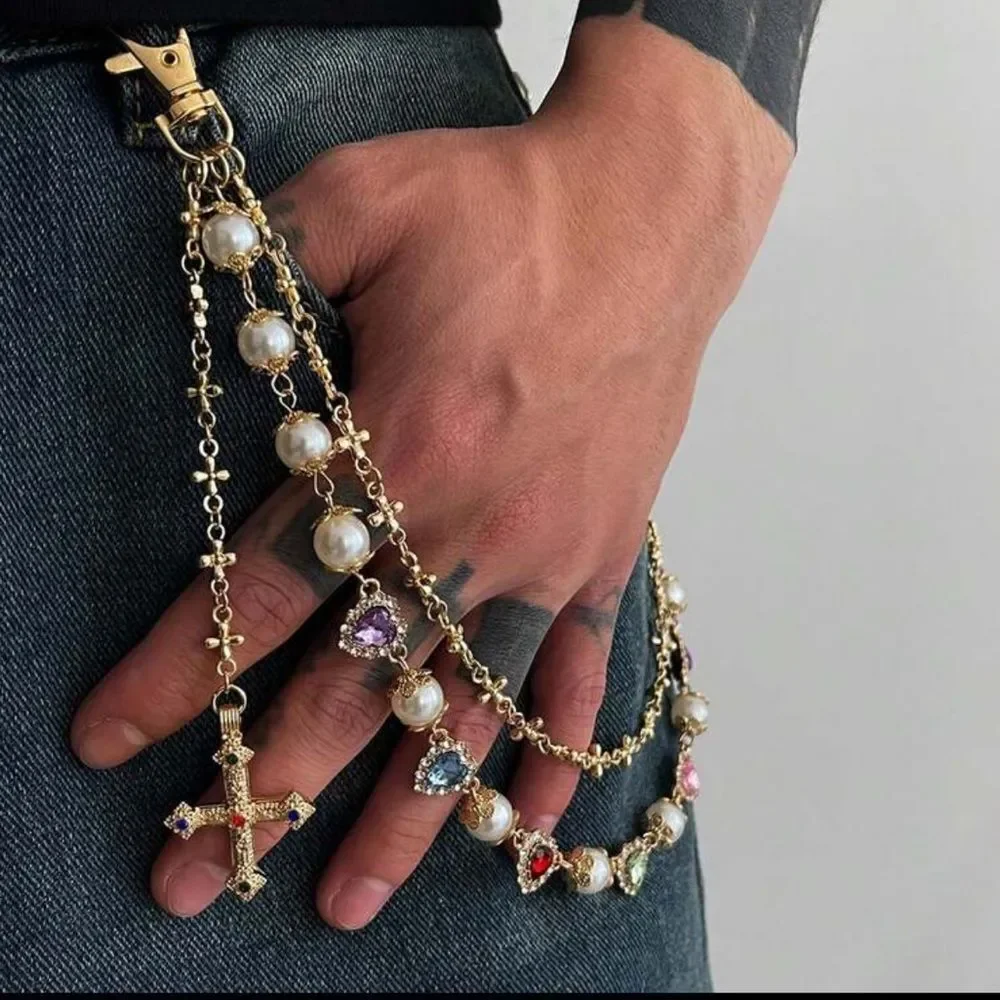 Gold-Tone Multi Gem jean accessory A1548